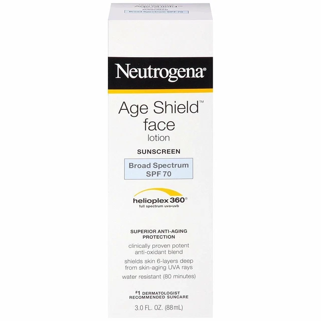 Neutrogena Face Lotion Age Shield SPF 70 Broad Spectrum Sunscreen 3oz Pack of 2
