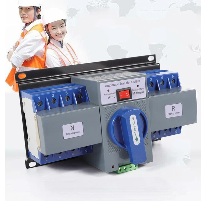 Umschalter 63A 4-polig Dual Power Automatischer Transferschalter Lastumschalter Doppeltransferschalter Leistungsschalt