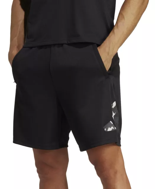 ADIDAS MEN'S CAMO Logo Moisture Wicking Training Shorts XL Black White ...