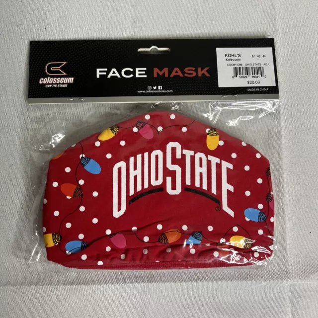 Ohio State Buckeyes Christmas Lights Trees 2 Pack Adult Cloth Face Mask OSU