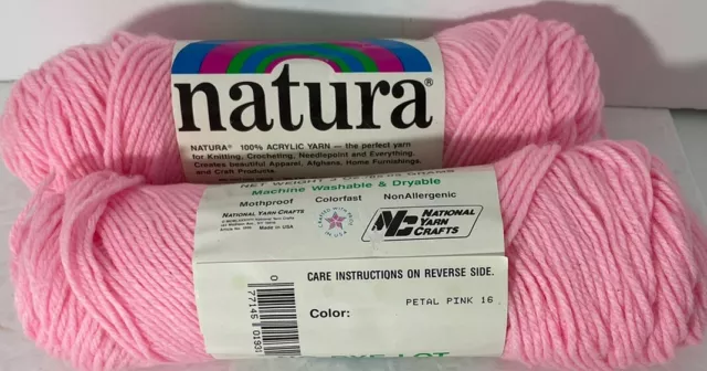 Lote de 2 madeja pétalo rosa vintage nuevo Natura Dupont 100 % hilo acrílico 3,0 OZ 2