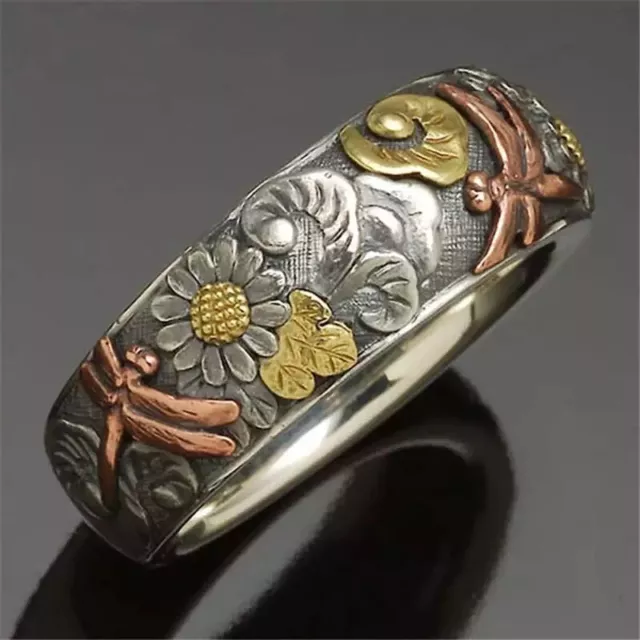 🇬🇧Beautiful Dragonfly Ring Size 11 (V) Tibetan Silver White Metal 3