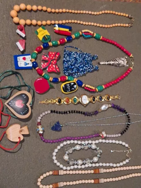 costume jewelry lot necklaces watch Pin Bracelets lot vintage
