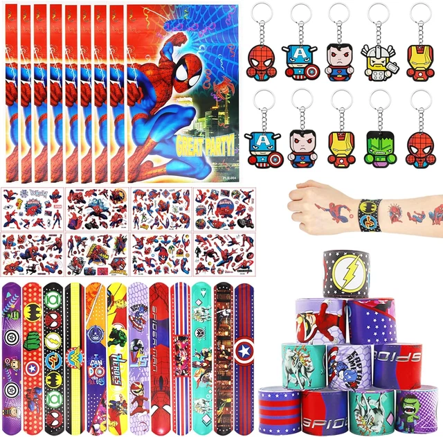 40 pz Riempitivi Borse Spiderman per Bambini Borse Festa, Bracciali Schiaffi, Portachiavi,