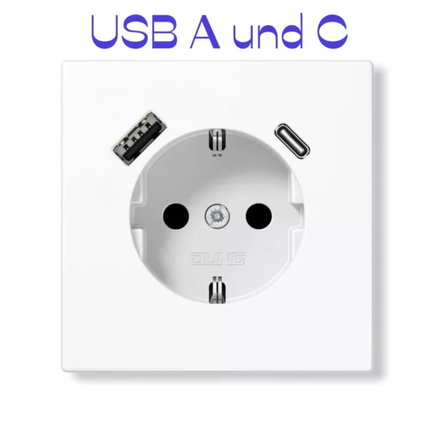 Jung SCHUKO Steckdose mit USB-Ladegerät A C, alpinweiß,  LS1520-15CAWW