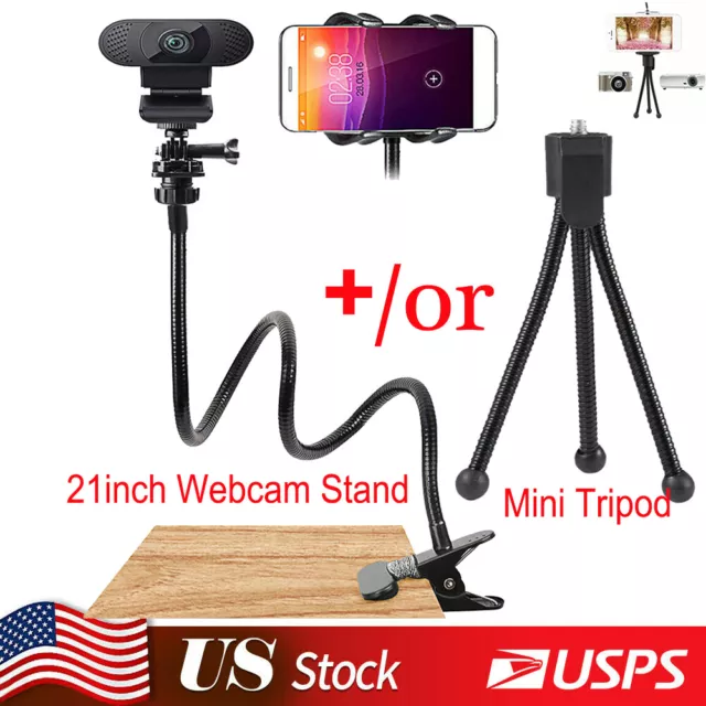 21inch Webcam Stand Flexible Gooseneck Mount Stand & Mini Tripod For Cell Phone