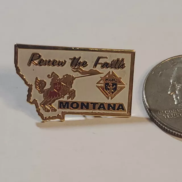 Knights Of Columbus Lapel Hat Tack Pin (K of C) Montana State Renew The Faith