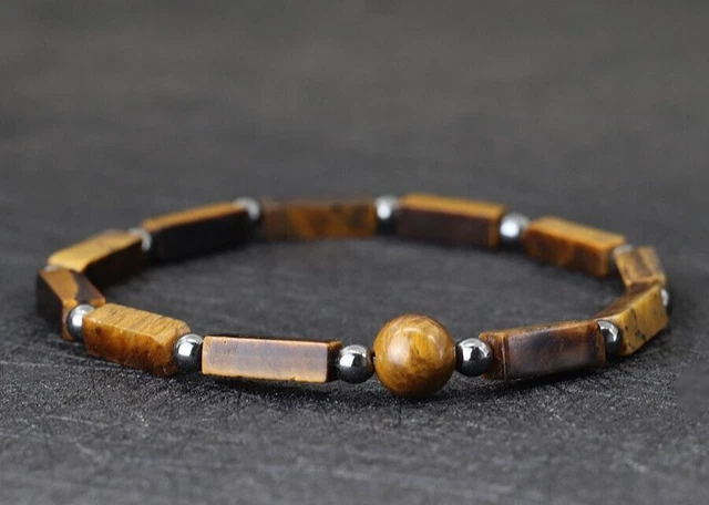 Bracelet Perles œil De Tigre Violet Et Hématite - Fait Main, Taille Sur Mesure, Pour Homme Ou Femme