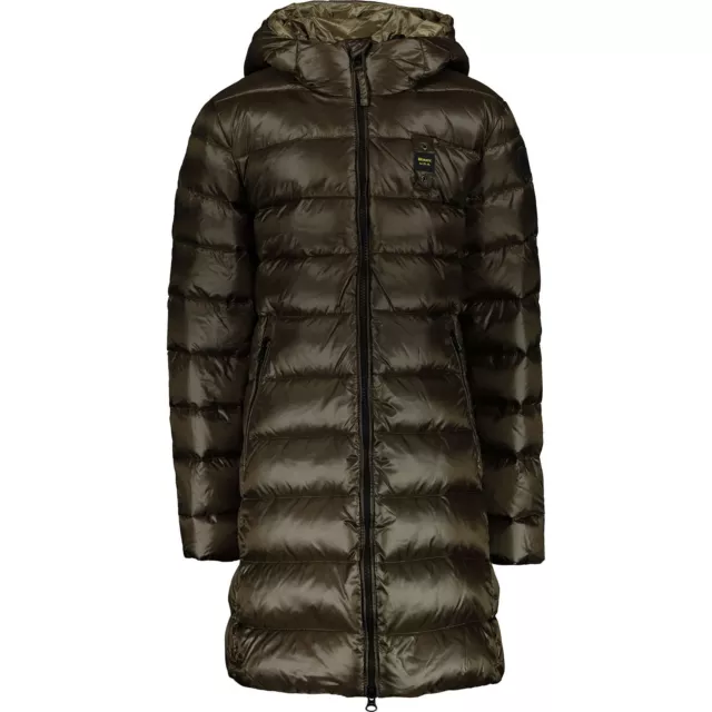BLAUER Premium Designer Girls Olive Longline Padded Down Hooded Coat Jacket 4yrs