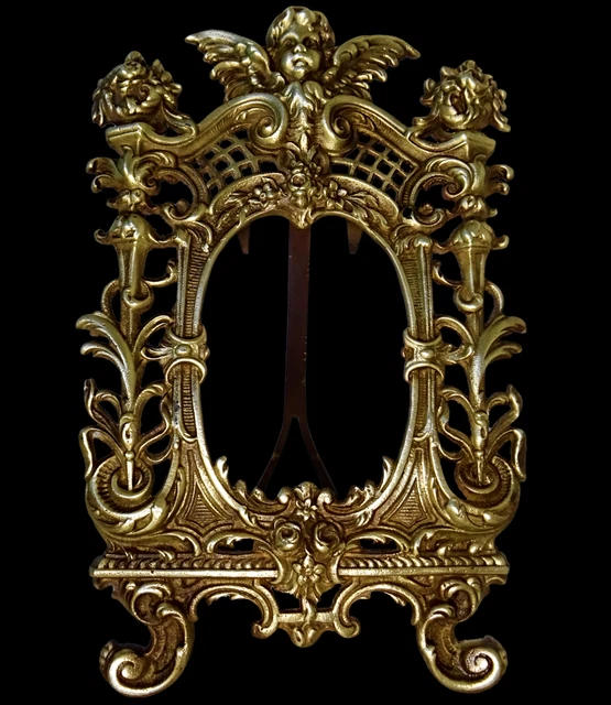 19Th Century French Bronze Guardian Angel Picture Frame, Figural, Ornate Antique