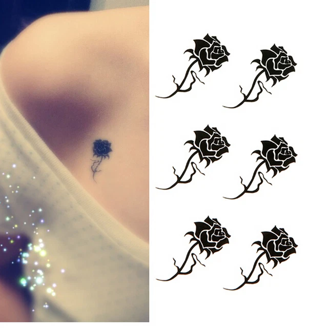 Pegatinas de tatuaje temporales con flash metálico negro arte corporal temporal tatuaje S WF ZR