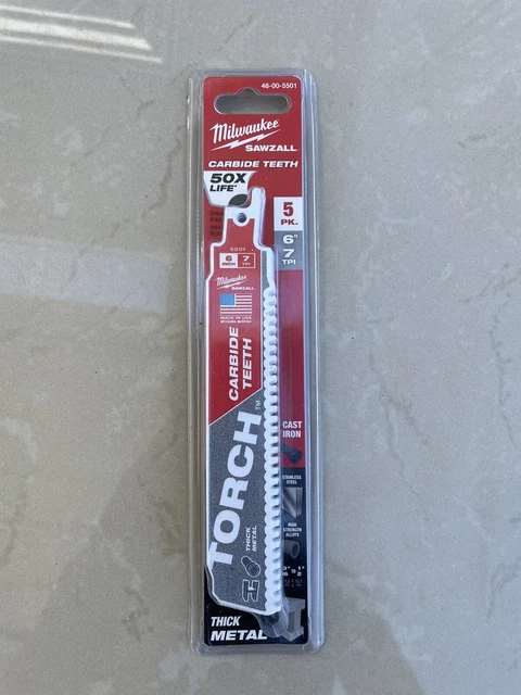 🇺🇸 Milwaukee USA made 5 pk 7 TPI 6” TORCH Carbide Teeth metal sawzall blades