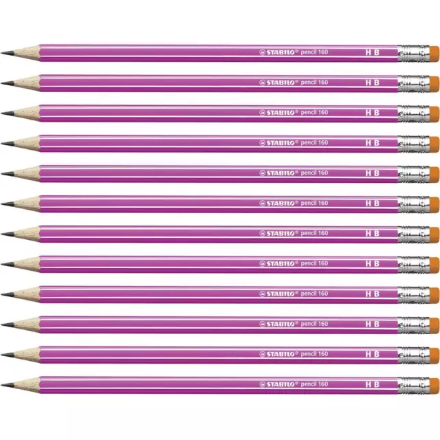 Bleistift mit Radierer STABILO pencil 160 in pink 12er Pack Härtegrad HB