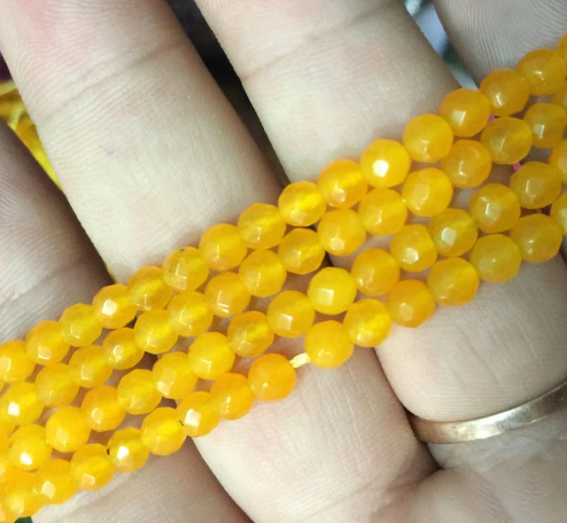 4mm Facettiert Gelb Topas Rund Edelstein Lose Perlen 15'' Strang