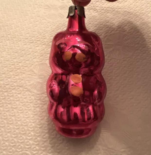 Vintage USSR Glass Russian Xmas Christmas Tree Ornament Decoration Bear