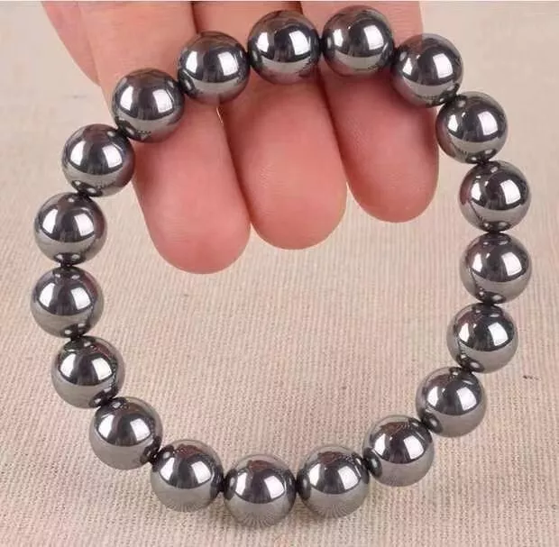Natural Terahertz Wave Gemstone Round Beads Healing Bracelet AAAA 10mm