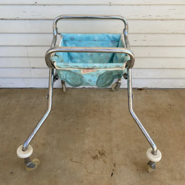 Vintage Genuine Taylor Tot Baby Walker Blue And Spotted Not Stroller Fair Cond