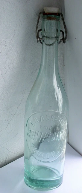 Ancienne Bouteille Bière Brasserie BS Toulouse – Verre Bullé – 50cl – Années 30