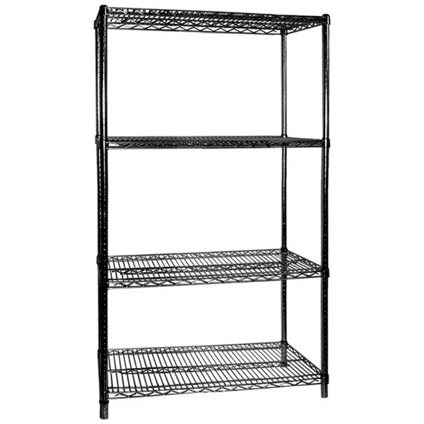 Shelving Kit 4 Tier Black 760x457x1880mm Commercial Storage Shelves Shelf