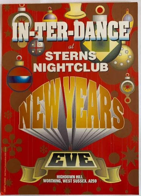 IN-TER-DANCE - NEW YEAR'S EVE - A5 RAVE FLYER- 31/12/1992 - at STERNS, WORTHING