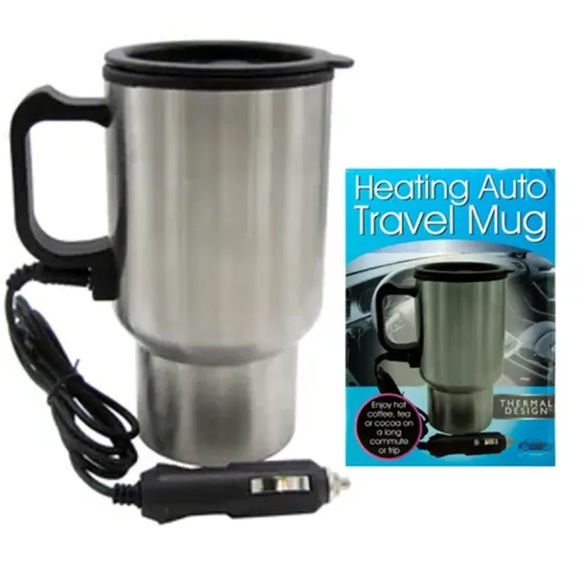 1 Travel Heated Mug Thermo Stainless Steel Insulated Coffee Portable Car Charger