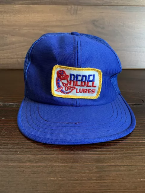 Rebel Lures Fishing Hat, Vintage Trucker Hat, Yupoong 6006, Fishing Patch Hat