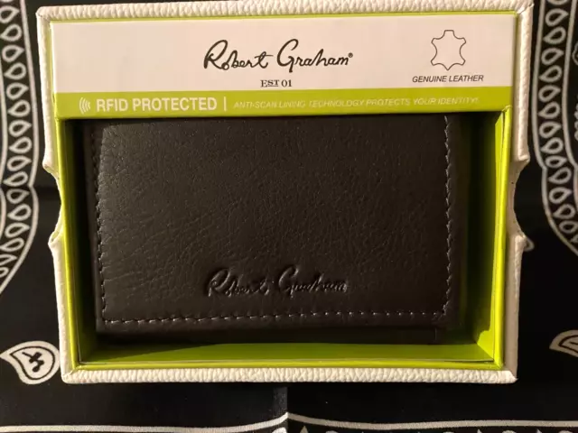 Robert Graham DAKOTA Tri-fold Wallet (NWT) Brown Leather + New BANDANA