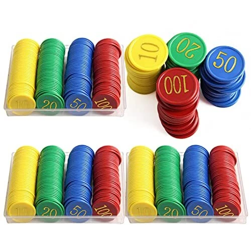 Plastic Poker Chips Poker Chip Set with Storage Box,Denomination Printed 7