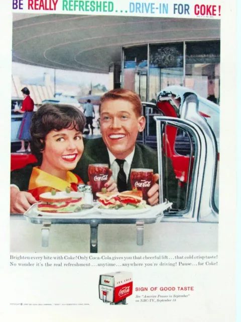 1959 Coca Cola Be Refreshed DRIVE IN Vintage Original Print Ad 8.5 x 11"