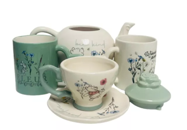 Disney Winnie The Pooh 2 Mugs Set/Cup & Saucer/Teapot Tea Time Cute Gift Primark