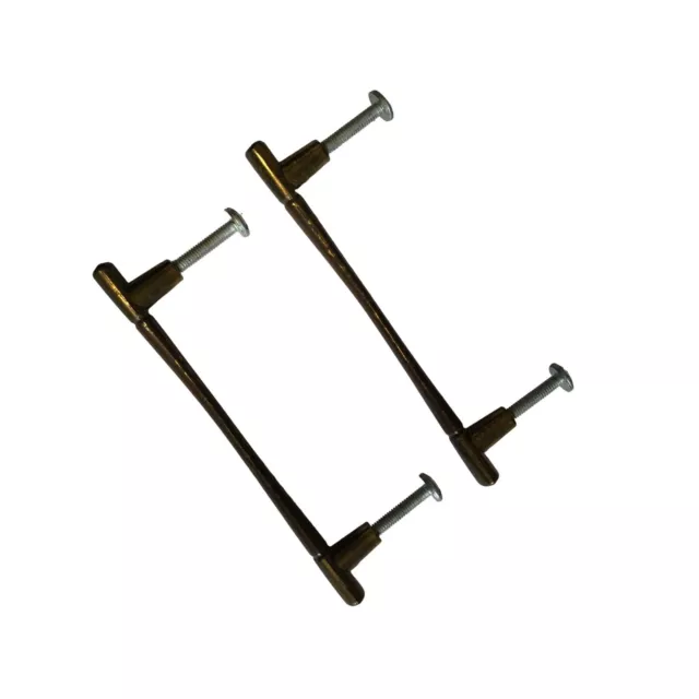 Set of 2 Vintage Cabinet Handle Drawer Pull Solid Brass Hardware