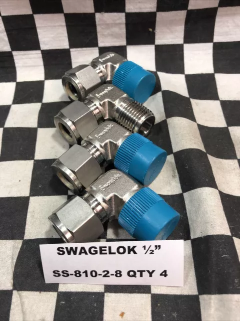 Lot Of 8 Swagelok SS-810-2-4 (2X), SS-810-2-8 (4X) HAM-LET 768LSS1/2X1/2 3