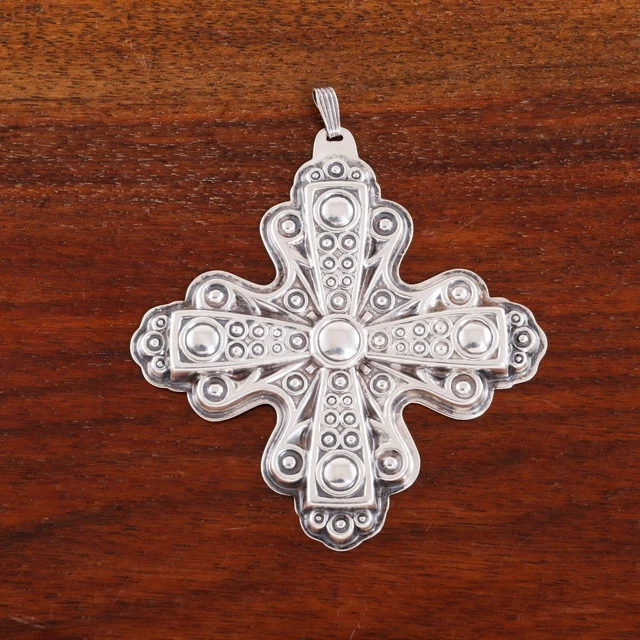 Reed & Barton Plata Esterlina Árbol De Navidad Ornamento Cruz 1972