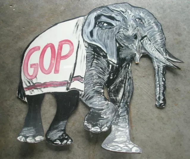 Vintage Large Election 1960 GOP Republican Political Sign Hand Painted Elephant