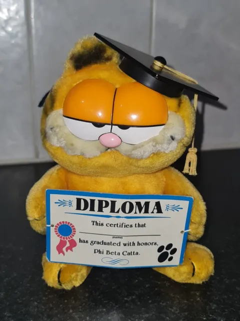 Garfield Soft Toy Diploma Graduation 30cm Collectable And Vintage 1978/1981
