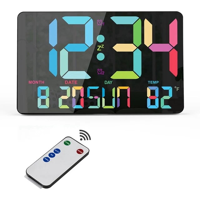 SPORTARC Orologio da parete digitale, grande display sveglia digitale, luminosità regolabile, orologio digitale a LED, grande orologio con conto alla rovescia con data, settimana, temperatura