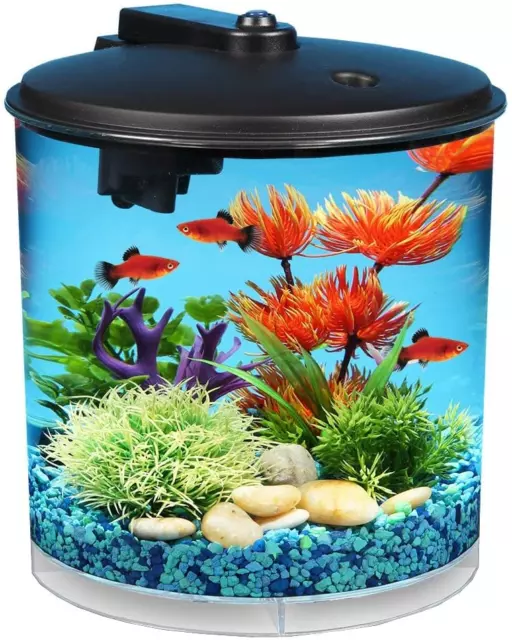 Koller Products AquaView 2-Gallon 360 Aquarium with Power Filter & LED Lighting