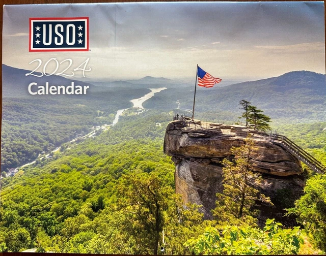 2024 WALL CALENDAR USO Military Service Patriotic USA Flags Veterans