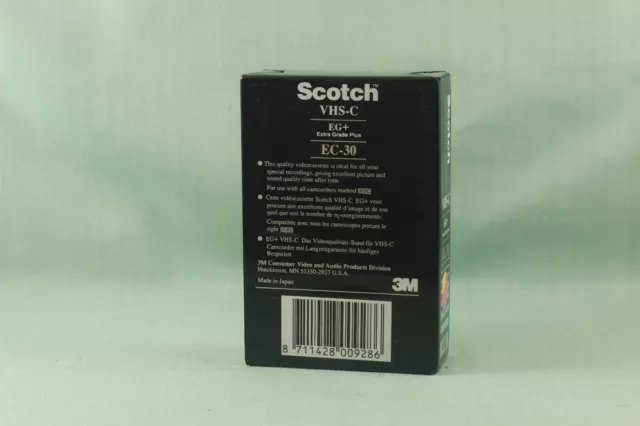 Cinta Scotch VHS-C - EC-30 Grado Extra Plus EG + PAL SECAM - Nueva y Sellada 2