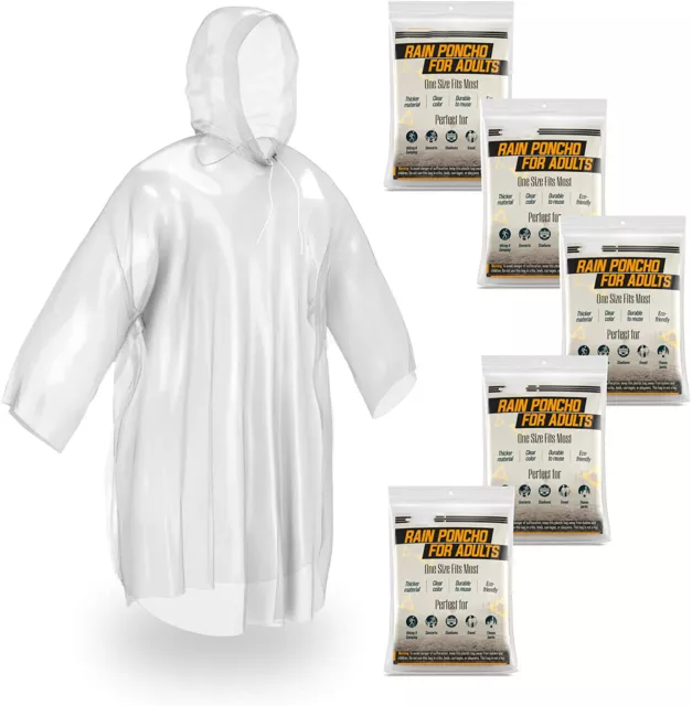 Pack de 5 ponchos de pluie jetables pour adultes imperméable urgence camping randonnée