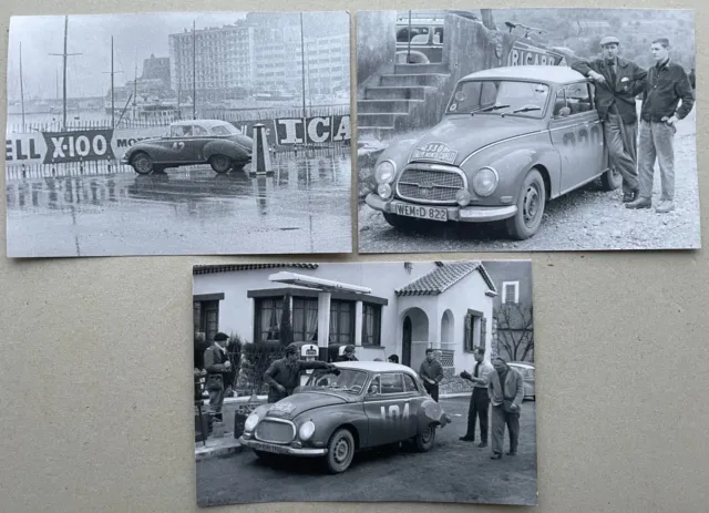 3 x Foto Pressefoto DKW AUTO UNION 1000 S Monte Carlo Rallye 1958