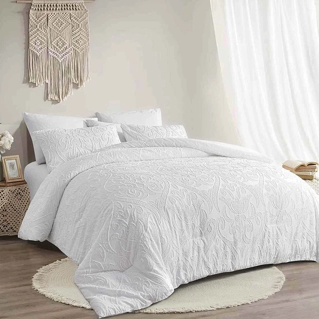 Nanko Comforter Set King Size Navy Blue Branch and White Floral Print 104 x 90 i