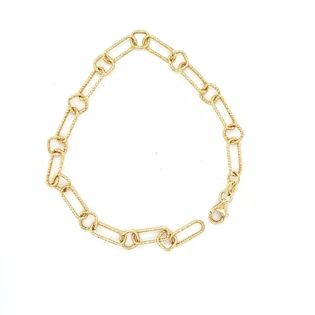 Elegant 14K Gold Chain Bracelet - Long & Short Links, 8", 2.1g