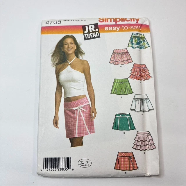 4705 Simplicity Jr MIsses Mini Skirt 7 Styles Sewing Pattern Sz 3-10 Uncut