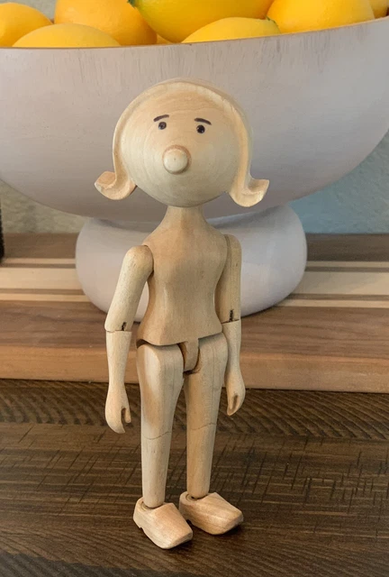 Collectible hitty size 6 1/2” Becassine wooden hand-carved doll (BJD)