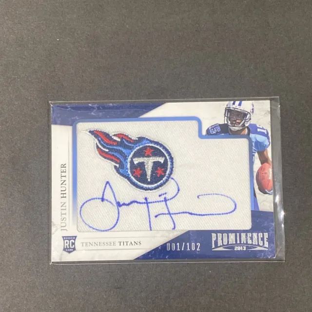 2013 Prominence 001/102 Justin Hunter Titans Logo Patch RPA Auto RC Rookie