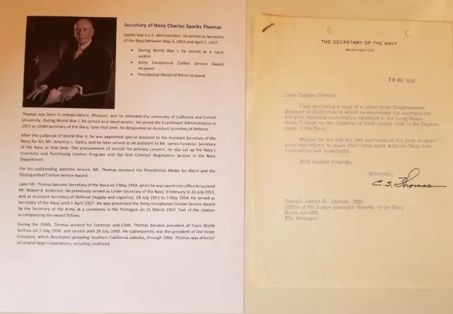 Signed WWI Naval Aviator & Navy Secretary Congress Commission Pentagon Letter