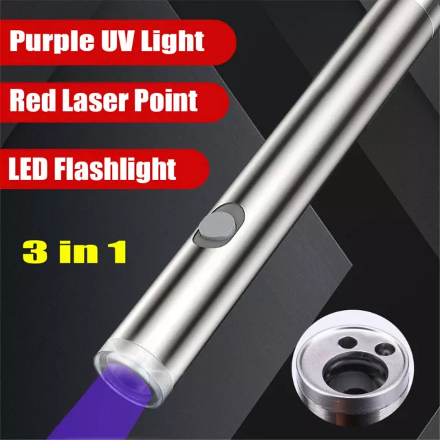 3-In-1 650nm LED Red Laser Pointer Pen UV Light Single Beam for Cat Pet Toy US