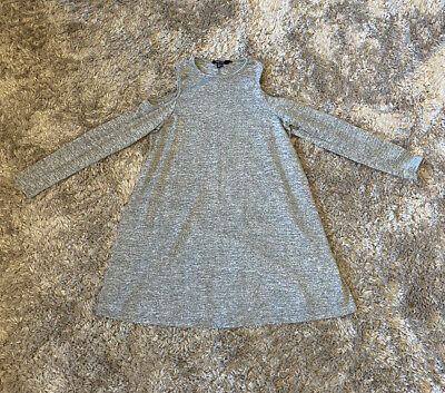 New Look Girls Grey Off The Shoulder Long Sleeve T-shirt Dress Age 12-13
