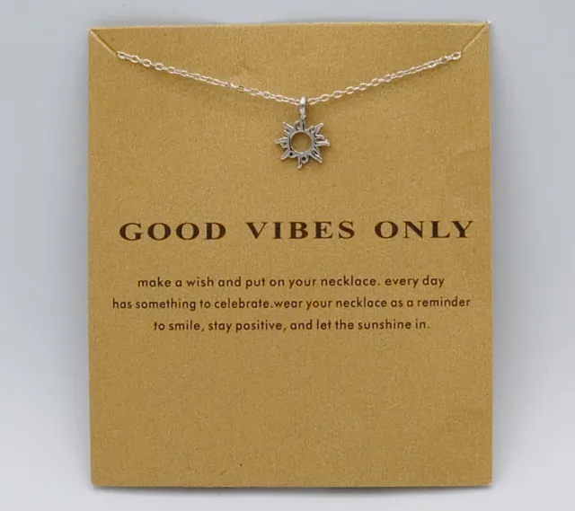 Silver Sun with Message Card-Friendship Necklace Good Luck Compass Pendant Chain